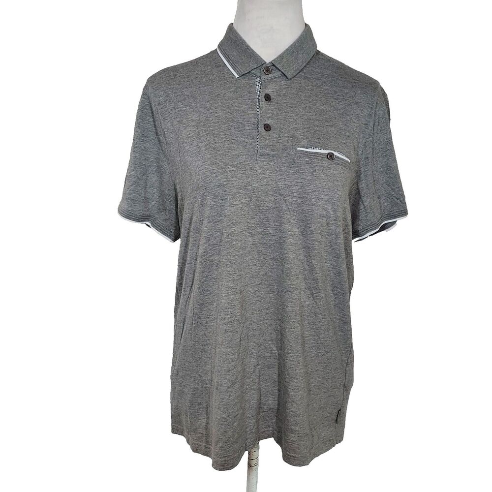 Ted Baker London Polo Shirt Mens Size 5 Soft Modal Cotton Gray Short Sleeves